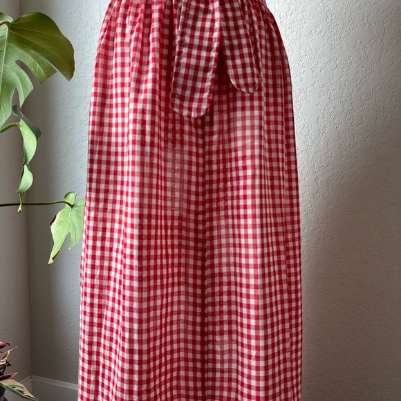 Vintage Red White Gingham Eyelet Sleeveless Maxi Dress Medium - Picture 12 of 12